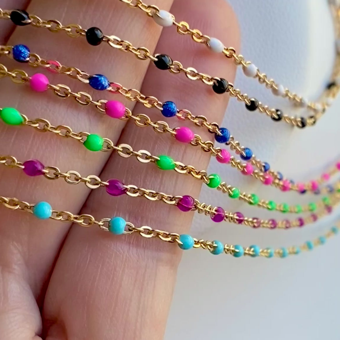 High quality real 14K gold Filled Colorful Satellite Chain Necklaces -Waterproof -Tarnish Resistant  -By Ashly Nicole Jewelry 