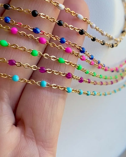 Video of Enamel Bead Necklaces showing colors up close