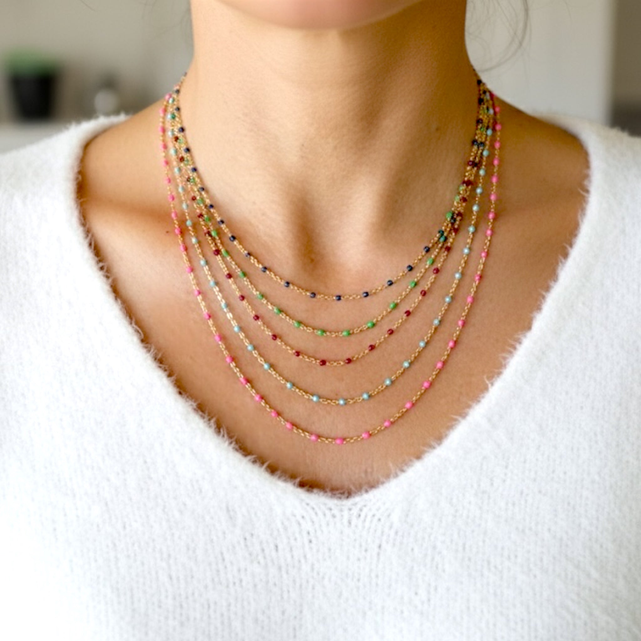 Beaded Chain Necklaces - 14K Gold Filled