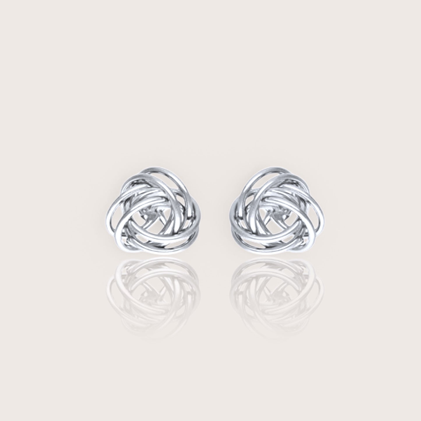 .925 Sterling Silver Love Knot Earrings side-view showing the secure post and butterfly backing with high-polish mirror finish.