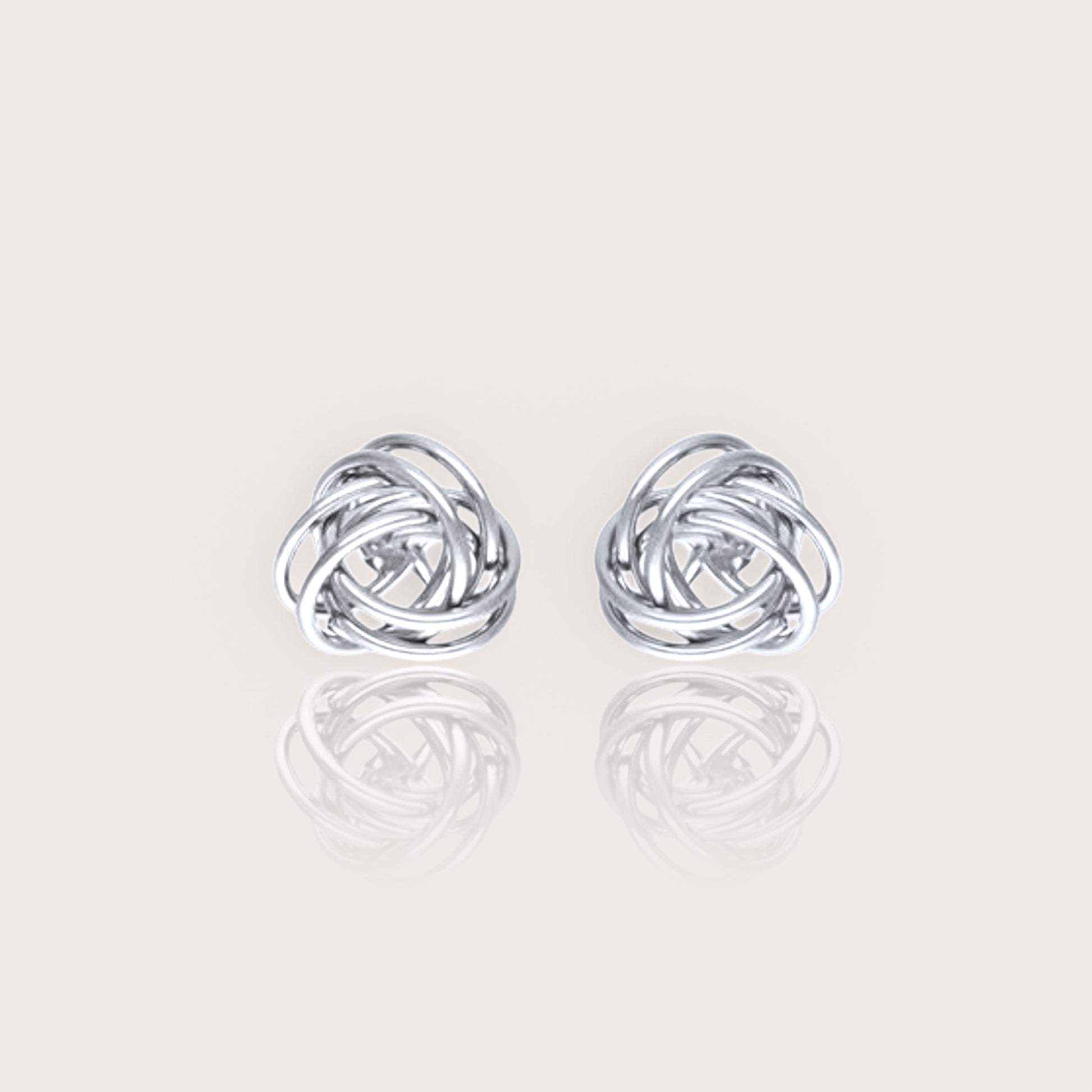 .925 Sterling Silver Love Knot Earrings side-view showing the secure post and butterfly backing with high-polish mirror finish.